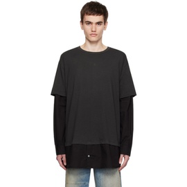 MM6 메종 마르지엘라 MM6 메종마르지엘라 Maison Margiela Black Layered Long Sleeve T-Shirt 232188M192011