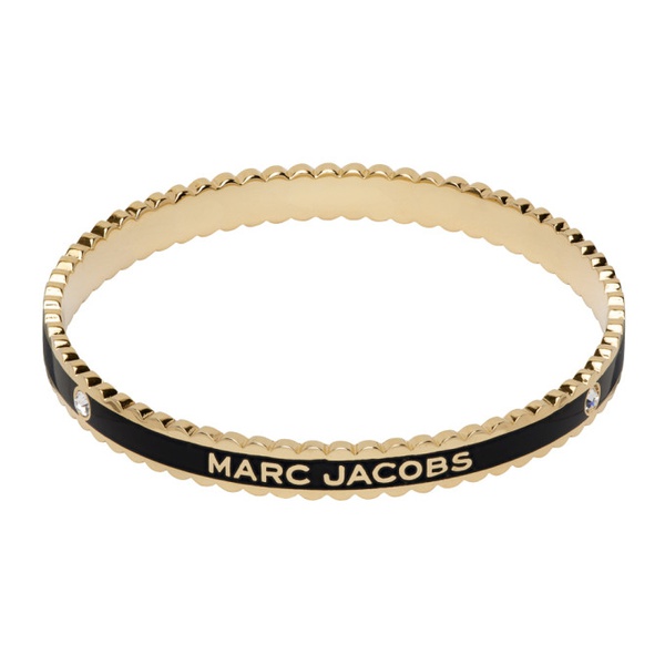 마크제이콥스 마크 제이콥스 Marc Jacobs Black & Gold The Medallion Scalloped Cuff Bracelet 232190F020009
