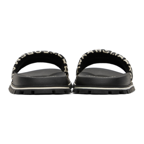 마크제이콥스 마크 제이콥스 Marc Jacobs Black & White The Monogram Slide Sandals 232190F124011