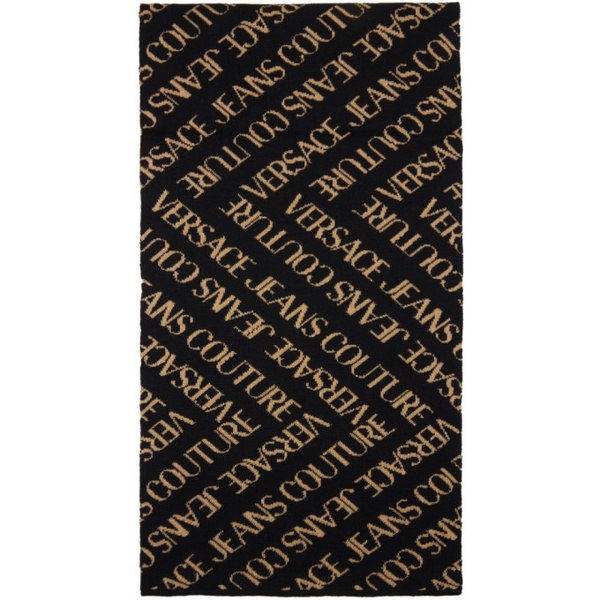 베르사체 베르사체 진 꾸뛰르 베르사체 Versace Jeans Couture Black & Gold Metallic Scarf 232202F028000