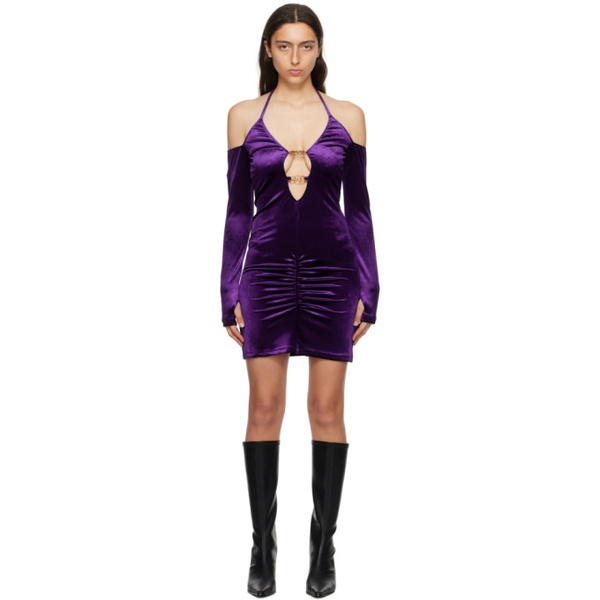 베르사체 베르사체 진 꾸뛰르 베르사체 Versace Jeans Couture Purple Ruched Minidress 232202F052012