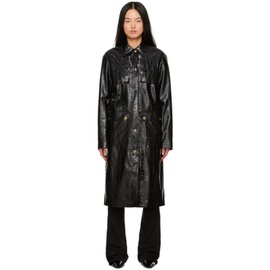 베르사체 진 꾸뛰르 베르사체 Versace Jeans Couture Black Croc Faux-Leather Jacket 232202F064000