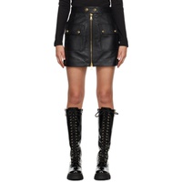 베르사체 진 꾸뛰르 베르사체 Versace Jeans Couture Black V-Emblem Leather Miniskirt 232202F090000