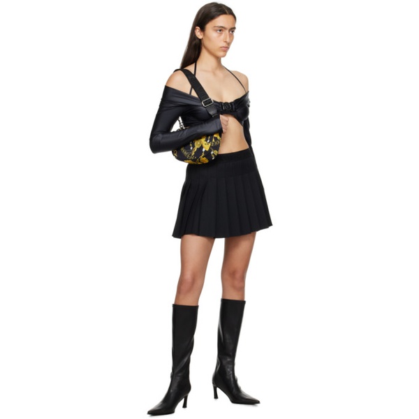 베르사체 베르사체 진 꾸뛰르 베르사체 Versace Jeans Couture Black Pleated Mini Skirt 232202F090004