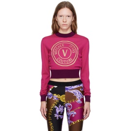 베르사체 진 꾸뛰르 베르사체 Versace Jeans Couture Pink V-Emblem Sweater 232202F096001