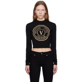 베르사체 진 꾸뛰르 베르사체 Versace Jeans Couture Black V-Emblem Sweater 232202F096002