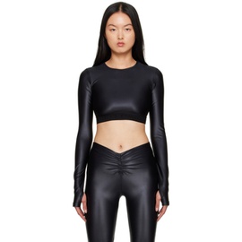 베르사체 진 꾸뛰르 베르사체 Versace Jeans Couture Black Elasticized Long Sleeve T-Shirt 232202F110008