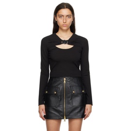 베르사체 진 꾸뛰르 베르사체 Versace Jeans Couture Black V-Emblem Long Sleeve T-Shirt 232202F110012