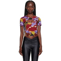 베르사체 진 꾸뛰르 베르사체 Versace Jeans Couture Purple & Burgundy Chain Couture T-Shirt 232202F110017