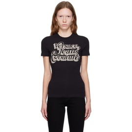 베르사체 진 꾸뛰르 베르사체 Versace Jeans Couture Black Crystal-Cut T-Shirt 232202F110025