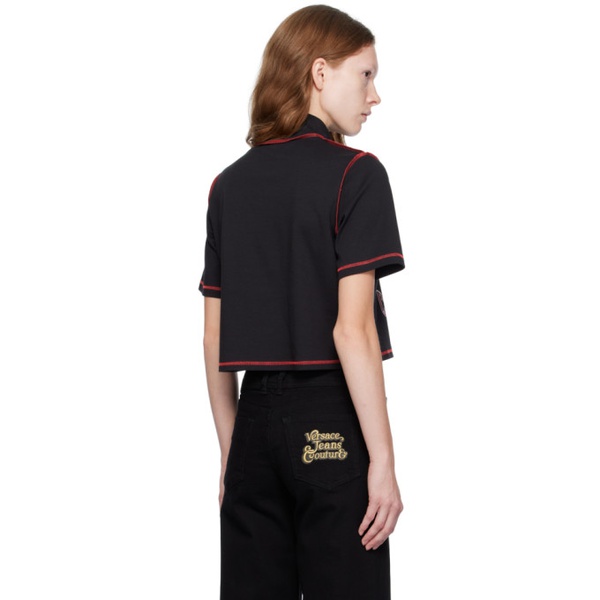 베르사체 베르사체 진 꾸뛰르 베르사체 Versace Jeans Couture Black Sequin T-Shirt 232202F110030