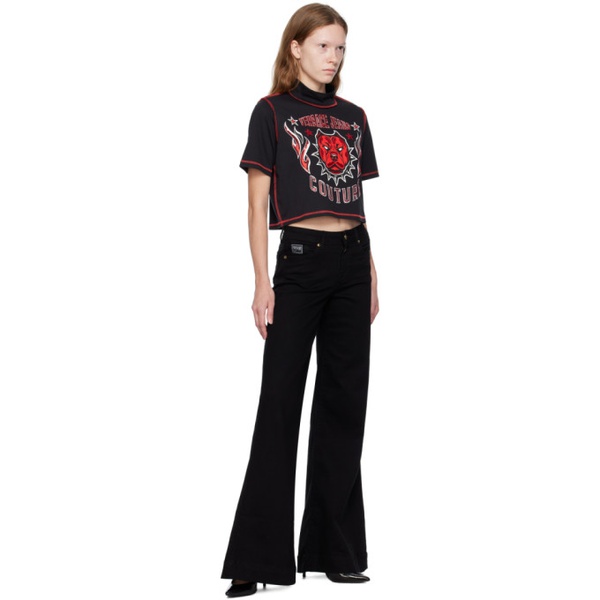 베르사체 베르사체 진 꾸뛰르 베르사체 Versace Jeans Couture Black Sequin T-Shirt 232202F110030