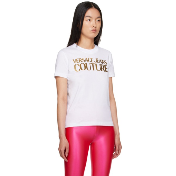 베르사체 베르사체 진 꾸뛰르 베르사체 Versace Jeans Couture White Printed T-Shirt 232202F110040