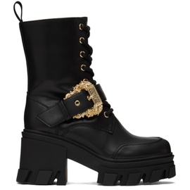 베르사체 진 꾸뛰르 베르사체 Versace Jeans Couture Black Pin-Buckle Boots 232202F113002