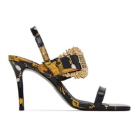 베르사체 진 꾸뛰르 베르사체 Versace Jeans Couture Black & Gold Emily Baroque Heeled Sandals 232202F125003