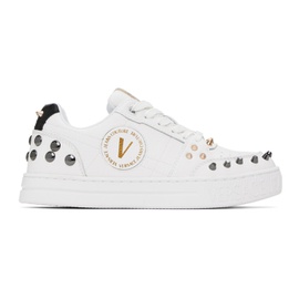 베르사체 진 꾸뛰르 베르사체 Versace Jeans Couture White Court 88 Spiked Sneakers 232202F128001
