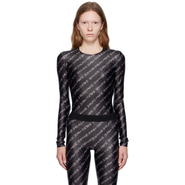 베르사체 베르사체 진 꾸뛰르 베르사체 Versace Jeans Couture Black Printed Bodysuit 232202F358005