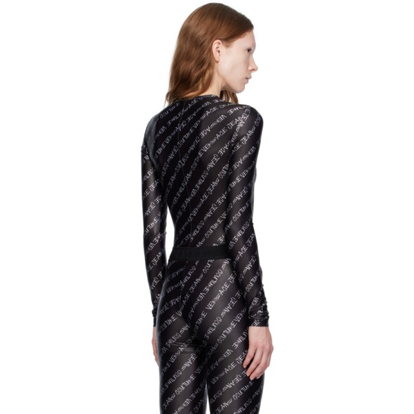 베르사체 베르사체 진 꾸뛰르 베르사체 Versace Jeans Couture Black Printed Bodysuit 232202F358005