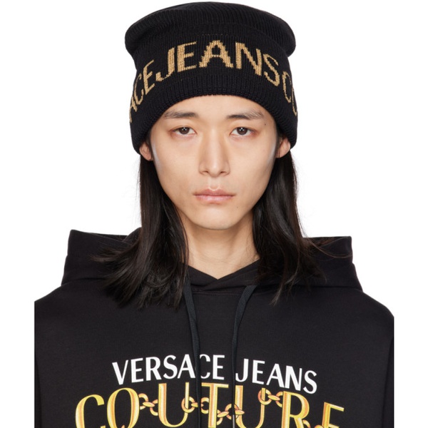 베르사체 베르사체 진 꾸뛰르 베르사체 Versace Jeans Couture Black Jacquard Beanie 232202M138006