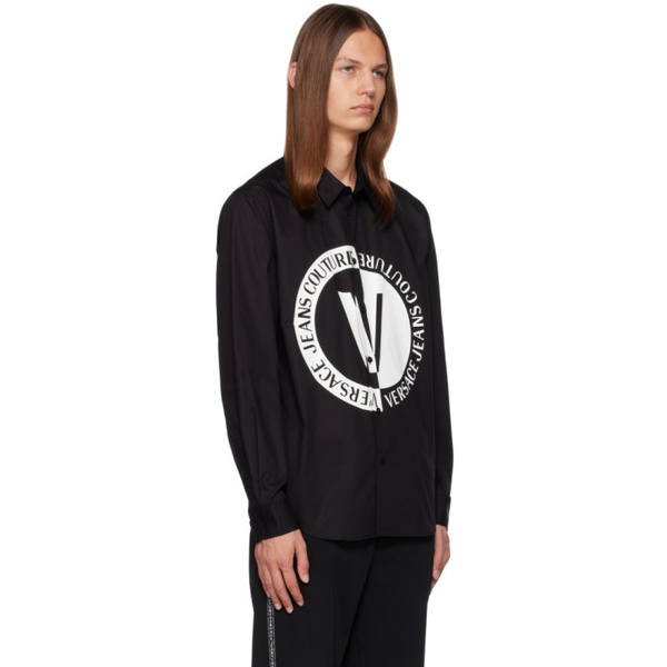 베르사체 베르사체 진 꾸뛰르 베르사체 Versace Jeans Couture Black V-Emblem Shirt 232202M192002