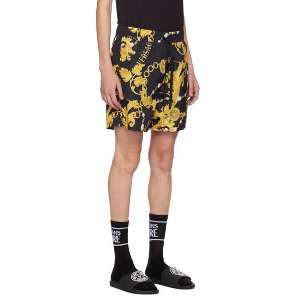 베르사체 베르사체 진 꾸뛰르 베르사체 Versace Jeans Couture Black & Yellow Graphic Shorts 232202M193000
