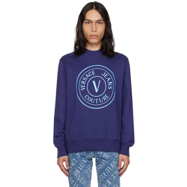 베르사체 베르사체 진 꾸뛰르 베르사체 Versace Jeans Couture Navy V-Emblem Sweatshirt 232202M204002