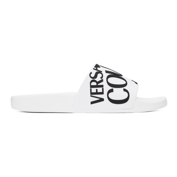 베르사체 베르사체 진 꾸뛰르 베르사체 Versace Jeans Couture White Logo Slides 232202M231005