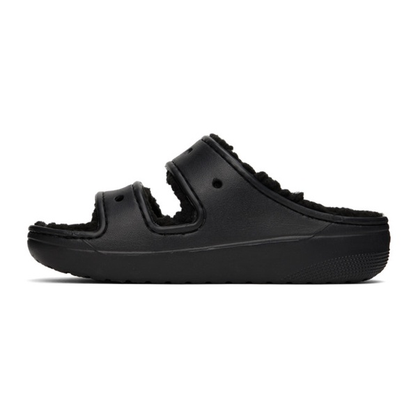 크록스 Crocs Black Classic Cozzzy Sandals 232209F124000