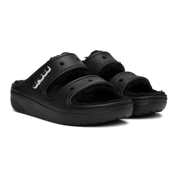 크록스 Crocs Black Classic Cozzzy Sandals 232209F124000