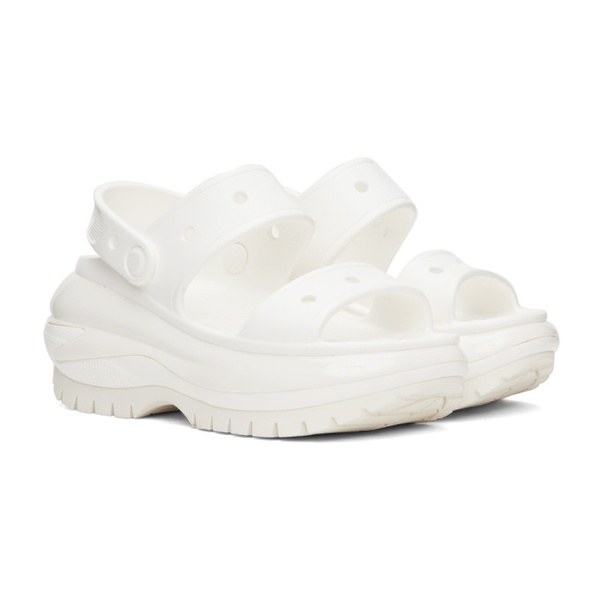크록스 Crocs White Mega Crush Sandals 232209F124006