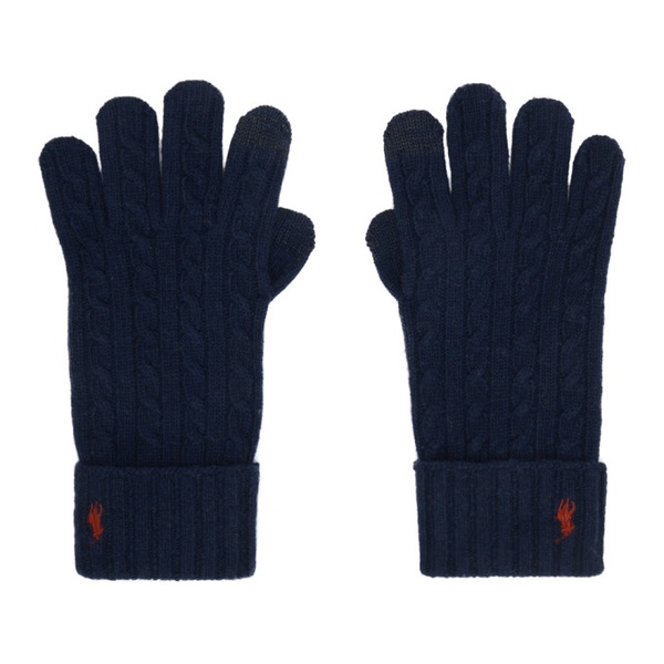 폴로랄프로렌 폴로 랄프 로렌 Polo Ralph Lauren Navy Cable Knit Gloves 232213M135006