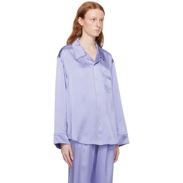  알렉산더왕.T Alexanderwang.t Blue Embroidered Pyjama Shirt 232214F109006