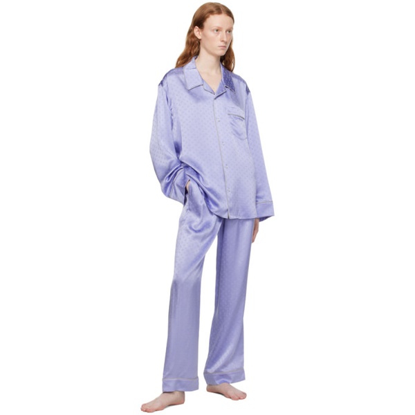  알렉산더왕.T Alexanderwang.t Blue Embroidered Pyjama Shirt 232214F109006