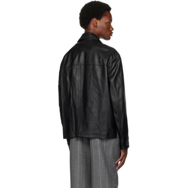  솔리드 옴므 Solid Homme Black Zipped Leather Jacket 232221M181001