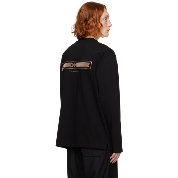  솔리드 옴므 Solid Homme Black Flocked Long Sleeve T-Shirt 232221M213005