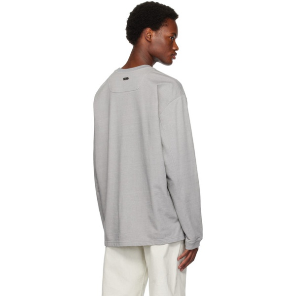  솔리드 옴므 Solid Homme Gray Plaque Long Sleeve T-Shirt 232221M213013