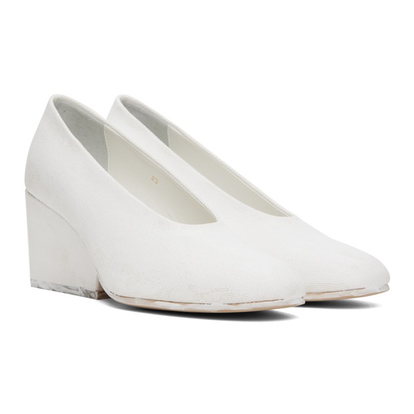  Comme des Garcons White Painted Wedge Heels 232245F122000