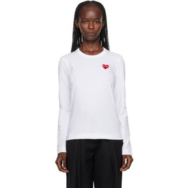 COMME des GARCONS PLAY White Heart Patch Long Sleeve T-Shirt 232246F110003