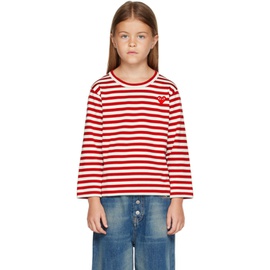COMME des GARCONS PLAY Kids Red & White Striped Long Sleeve T-Shirt 232246M703000