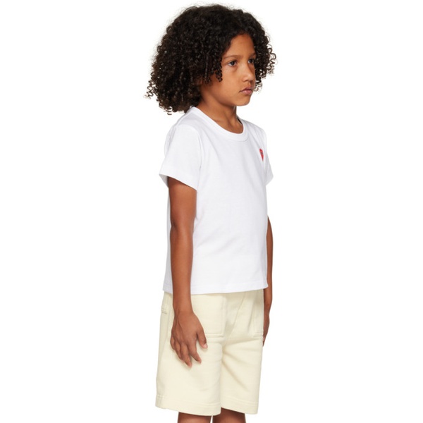  COMME des GARCONS PLAY Kids White Heart Patch T-Shirt 232246M703005