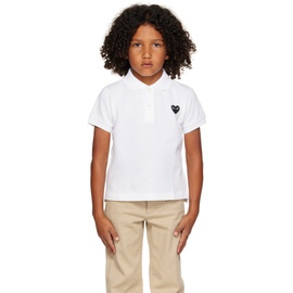 COMME des GARCONS PLAY Kids White Heart Patch Polo 232246M703026