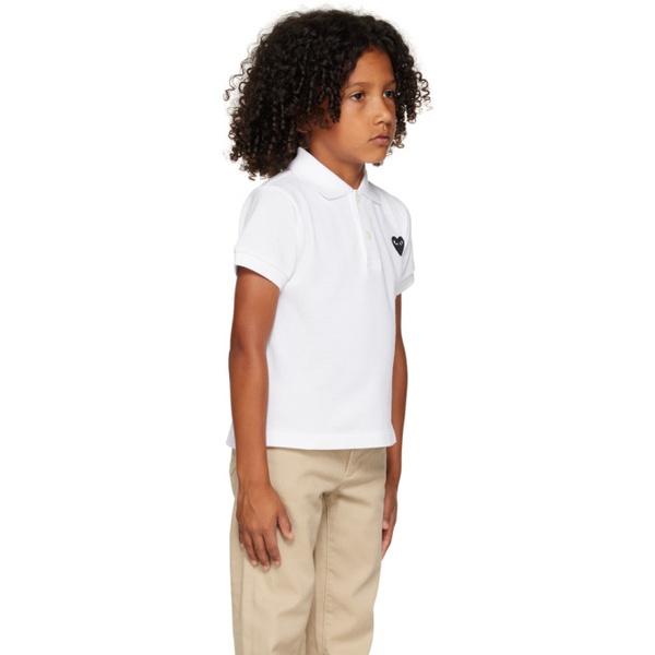  COMME des GARCONS PLAY Kids White Heart Patch Polo 232246M703026