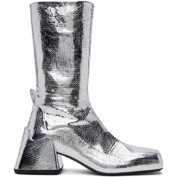 질샌더 질샌더 Jil Sander Silver Lame Crackle Boots 232249F114009
