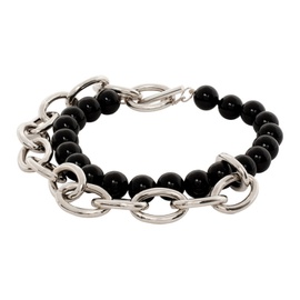질샌더 Jil Sander Silver & Black Solidity Bracelet 232249M142000