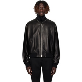 질샌더 Jil Sander Black Zip-Up Leather Jacket 232249M181000