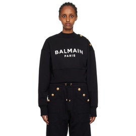 발망 Balmain Black Cropped Sweatshirt 232251F098004