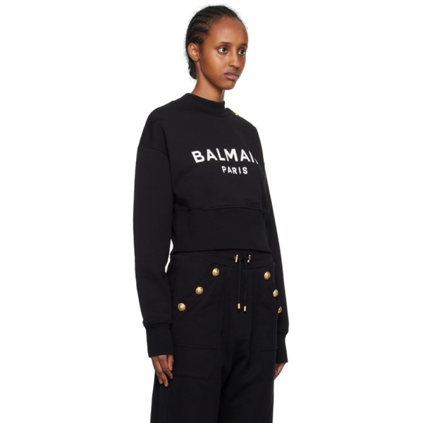 발망 발망 Balmain Black Cropped Sweatshirt 232251F098004