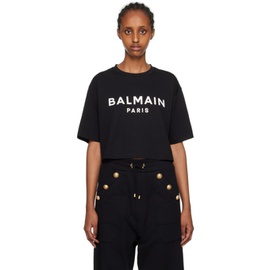 발망 Balmain Black Cropped T-Shirt 232251F110014