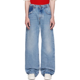 발망 Balmain Blue Contrasted Pocket Jeans 232251M186001