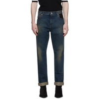 발망 Balmain Blue Leather Pocket Jeans 232251M186008